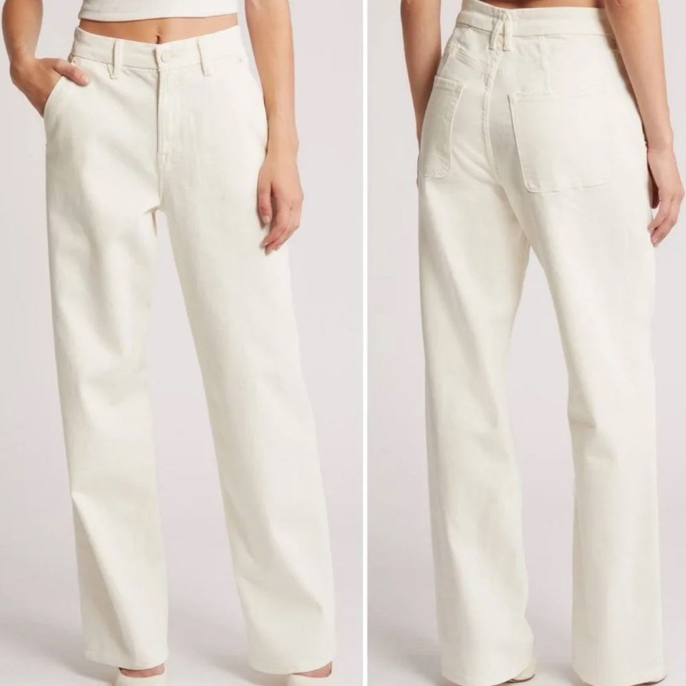 Good American Women's Straight Leg Cream Jeans